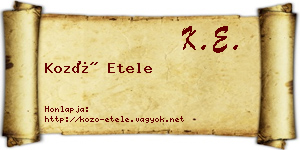 Kozó Etele névjegykártya